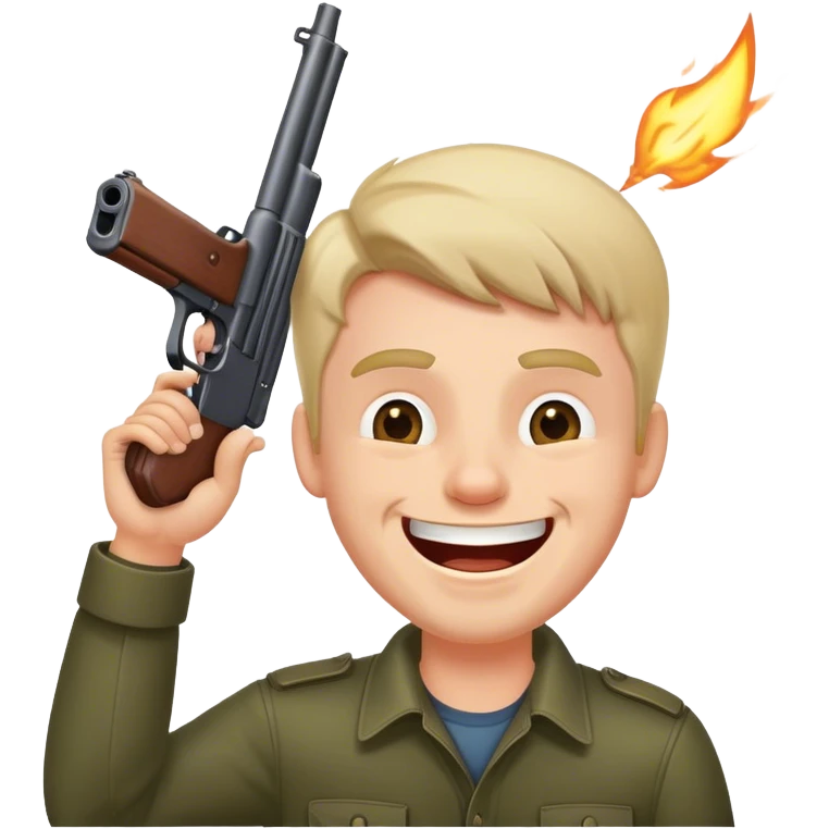 Guy laughing and holding a gun against his head  emoji