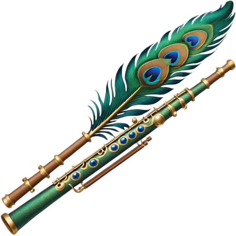 Normal Flute attached with peacock feather emoji