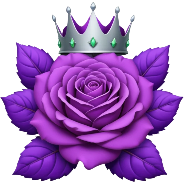Purple rose with silver crown and a purple emblem leaf wreath emoji