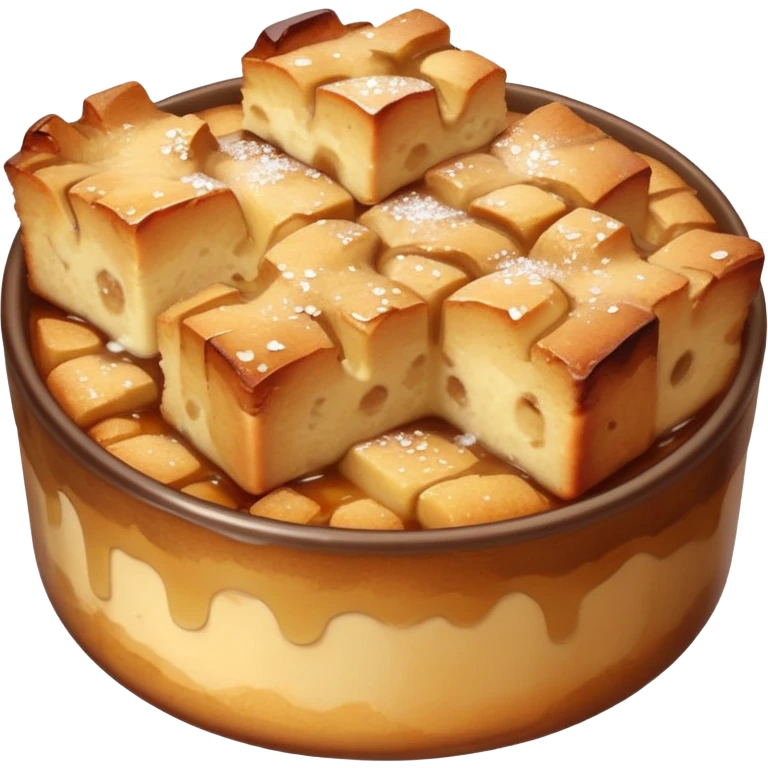 Maple bread pudding sprinkled with powder emoji