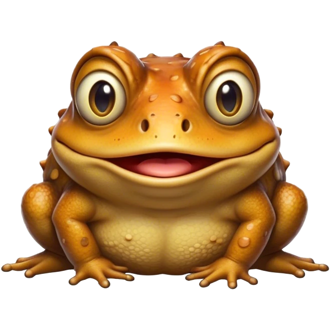 Cinematic Comical Toad Portrait Emoji, Head tilted dramatically with an exaggeratedly amused expression, featuring a robust, bumpy body with wide, comically expressive eyes full of playful disbelief and a quirky, textured face, Simplified yet hilariously expressive features, highly detailed, glowing with a slightly sassy woodland glow, high shine, dramatic yet playful, stylized with an air of quirky amphibian mischief, soft glowing outline, capturing the essence of a meme-worthy toad that looks ready to side-eye its way into viral fame! emoji