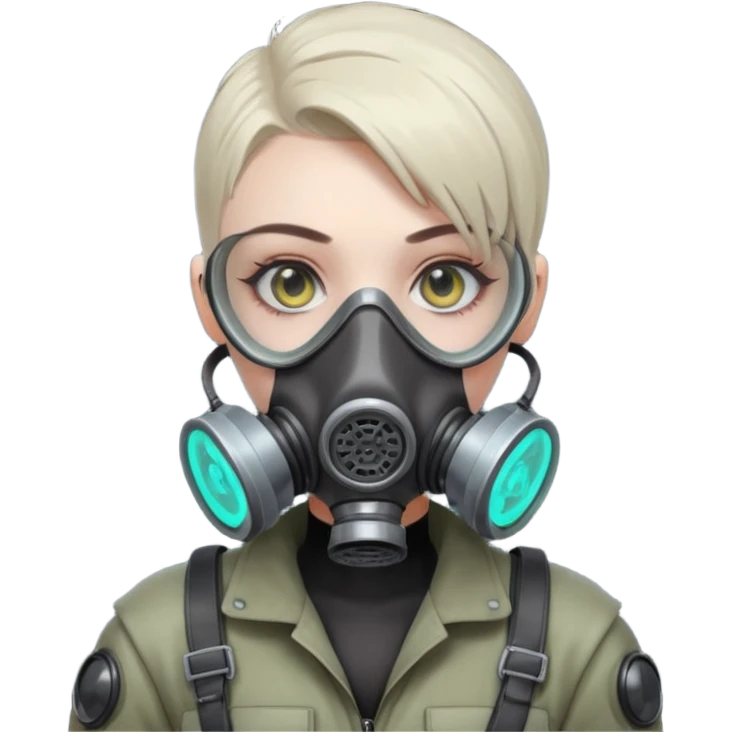cyberpunk gasmask girl programmer buzzcut hair emoji