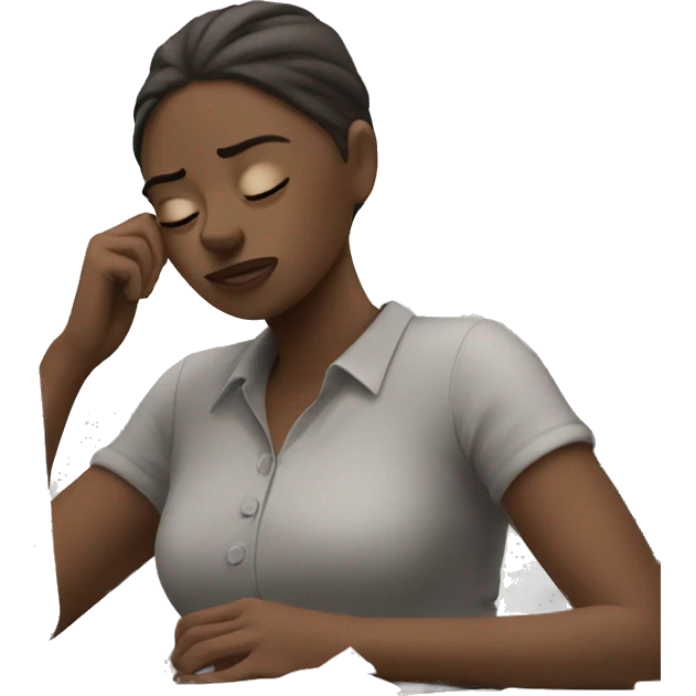 Tired girl at work emoji