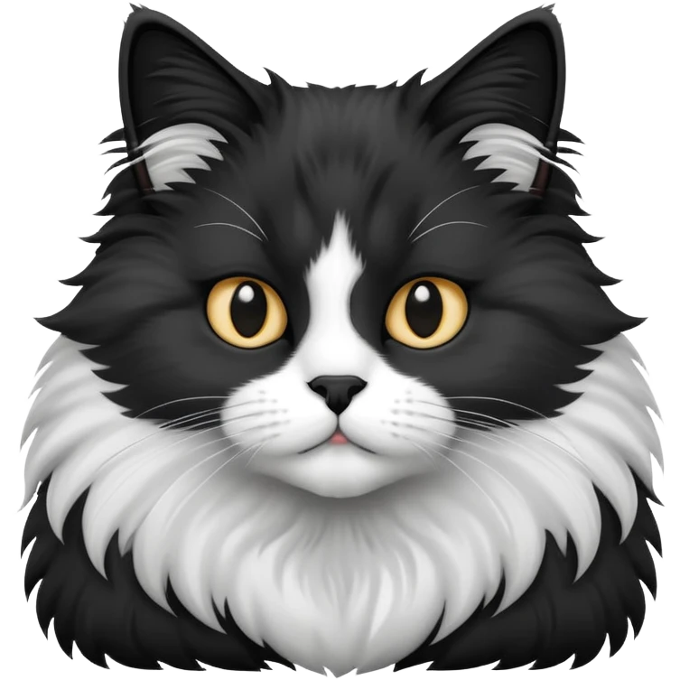 Black and white fluffy boy cat emoji