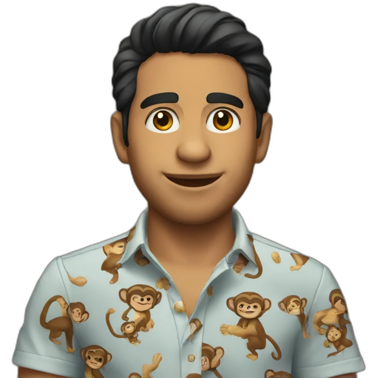 Luis Flores wearing monkey shirt emoji