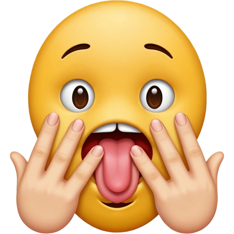 Tongue sticking out between fingers emoji