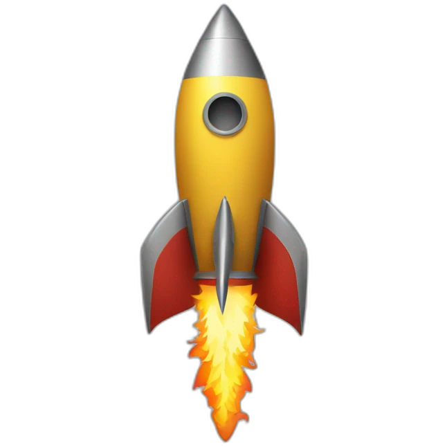 rocket with flame shaped as Ukrainian trident emoji