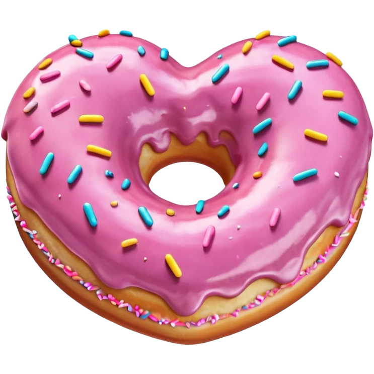 Realistic isolated heart shaped donut with mauve frosting. emoji