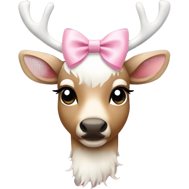 Pretty Reindeer with a light pink bow emoji