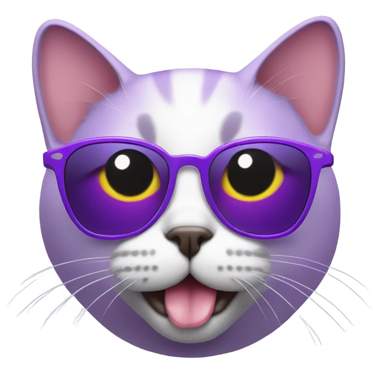 Cat wearing purple sunglasses with tongue sticking out  emoji