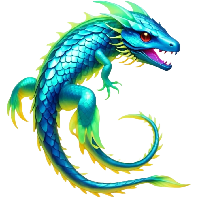 Exotic futuristic bioluminescent translucent transparent lush warm-colored neon-glowing iridescent Fakémon-Fionbri-Vernid-creature emoji