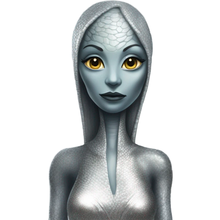 reptilian alien woman in silver dress emoji