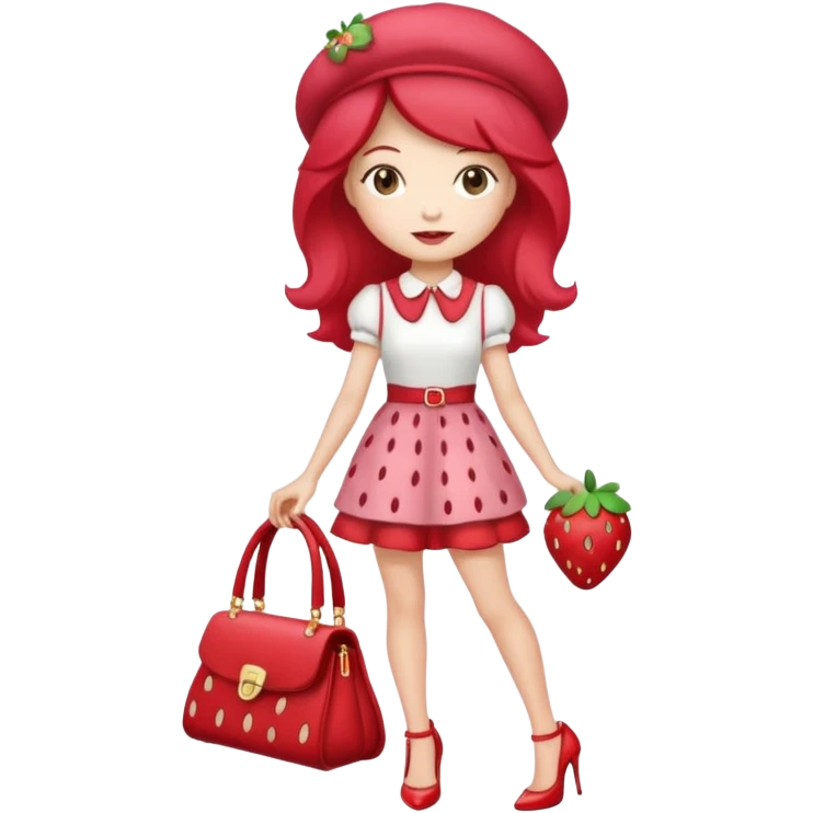 pretty and cute realistic modern day strawberry shortcake full body with high heels emoji
