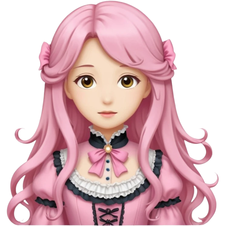 Gorgeous dreamy anime lady with long hair and pink victorian style clothes emoji