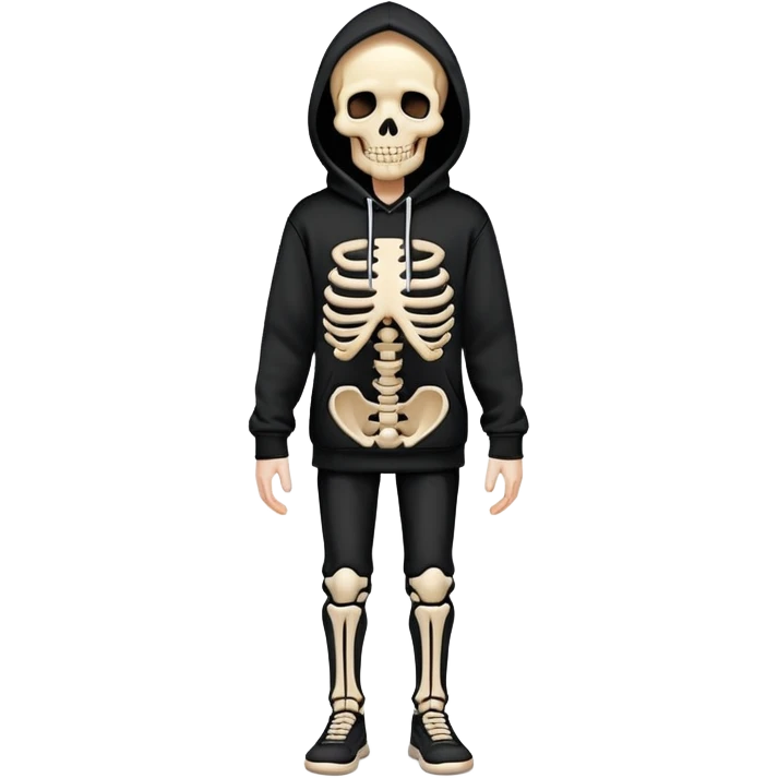 Skeleton wearing a black hoodie and a fire background  emoji