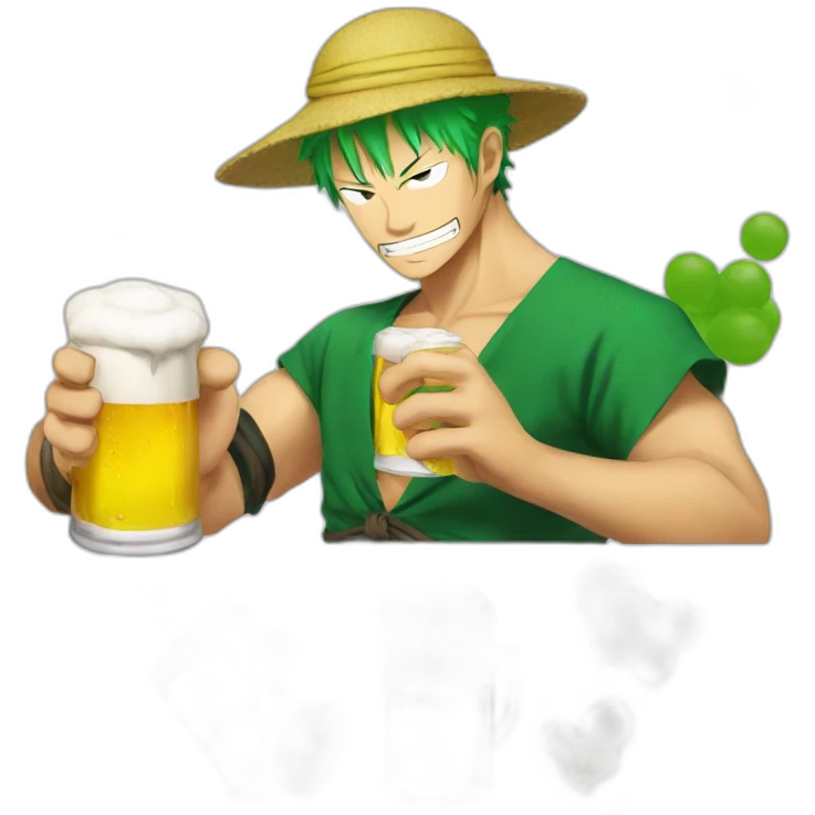 Zoro drink a beer emoji