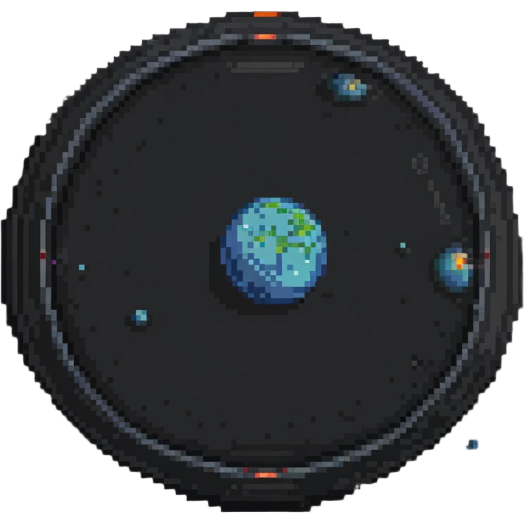 planet with rings and craters pixel art emoji