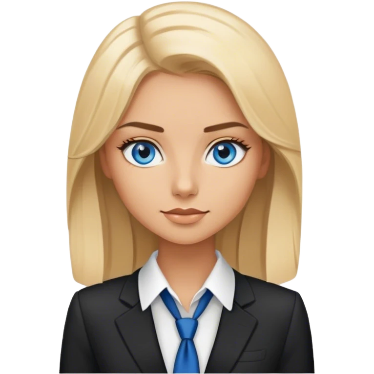 A blond girl blue eyes, Business Outfit, wearing black high heels  emoji