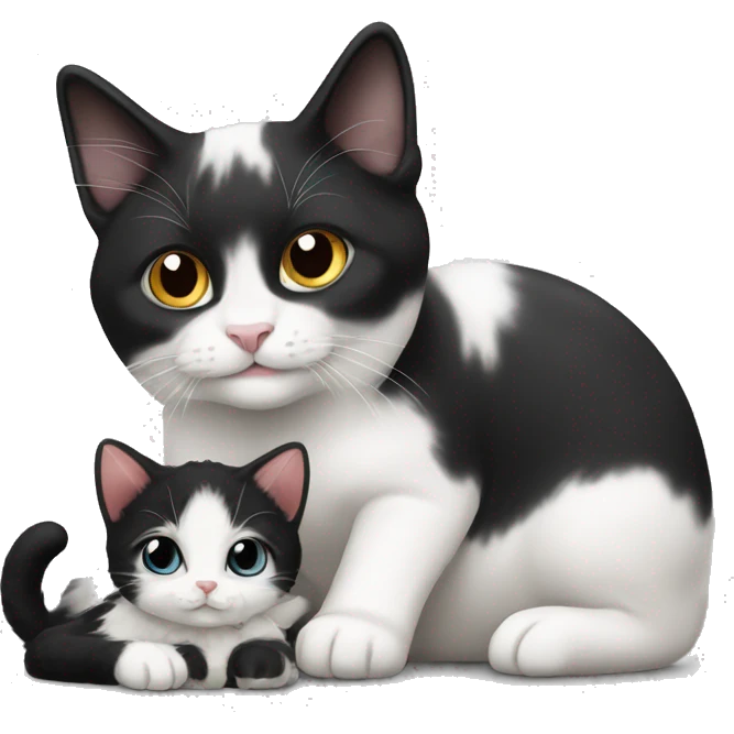 A black and white tuxedo cat with a lamb emoji