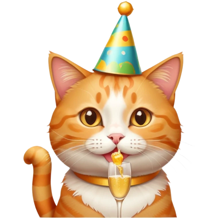 happy birthday cat drinking champagne emoji