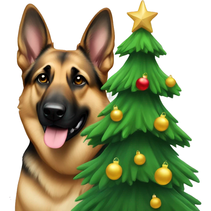 Christmas tree and German shepherd emoji
