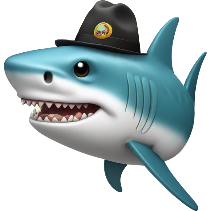 Tiburón con sombrero montando patineta  emoji