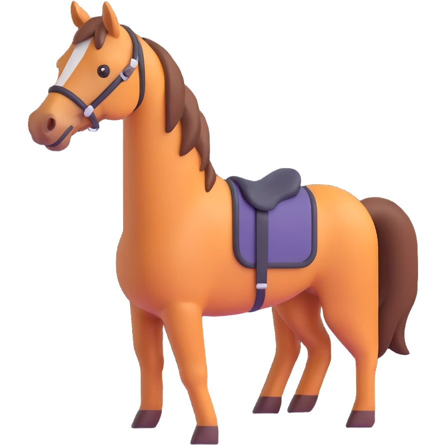 horse standing, isometric, emoji style, with a neutral expression emoji
