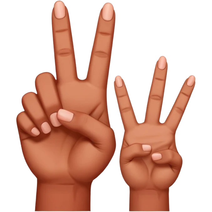 I want the thumb, middle, and index fingers pointing upwards, and the others pointing downwards, and they should be red. emoji
