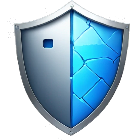 blue Broken  cyber shield emoji