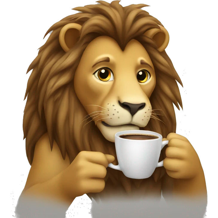 Lion drinking coffee emoji