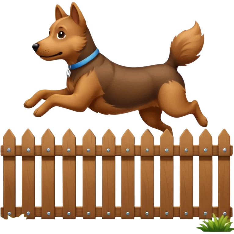 dog jumping over fence emoji