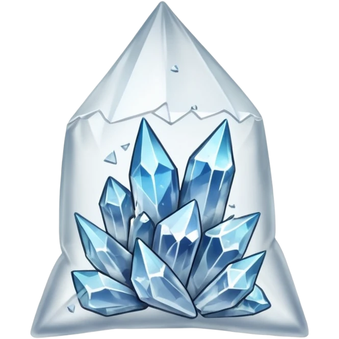A transparent baggie containing shards of crushed clear quarts emoji