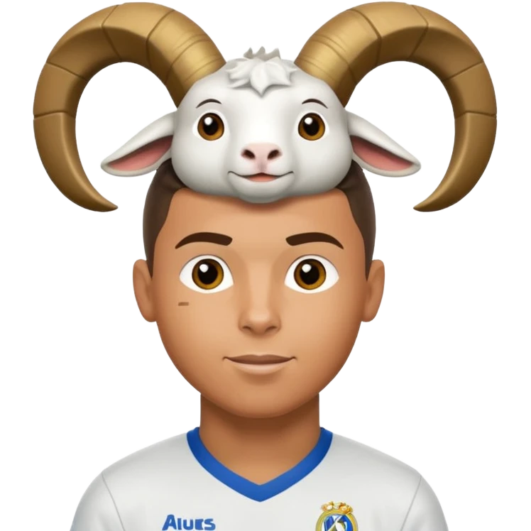I want Ronaldo in Madrid and something over his head saying GOAT emoji
