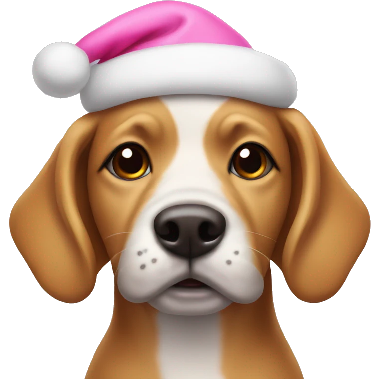Dog wearing pink Santa hat  emoji
