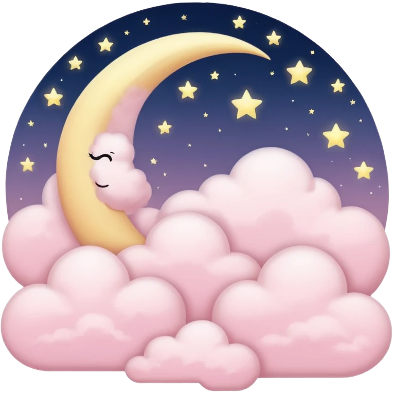 Crescent moon and light pink clouds emoji