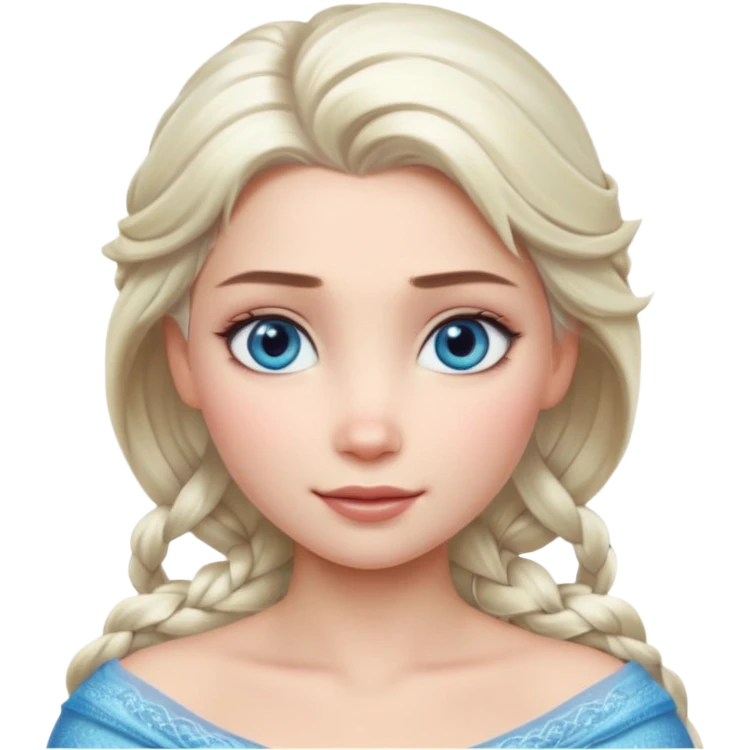 Кинематографический реалистичный портрет Эльзы с реалистичной текстурой кожи, мягким естественным освещением и изящно детализированными платиново-русыми волосами Её  выразительные голубые глаза излучают уверенность, спокойное выражение. Портрет отличается мягким чарующим сиянием с прохладной emoji