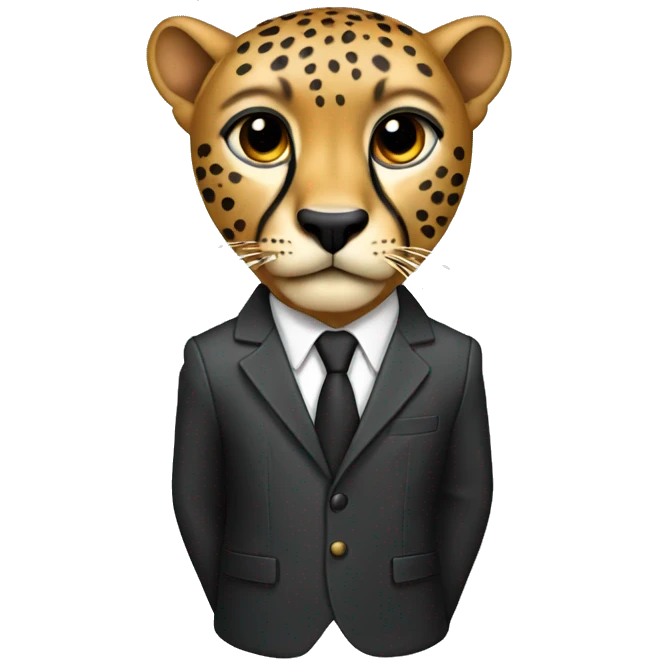 cheetah in a classic suit with large keys emoji