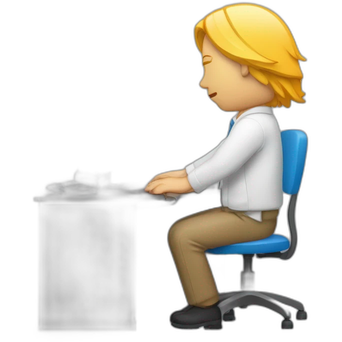 un informaticien derrière un pc, qui dort emoji