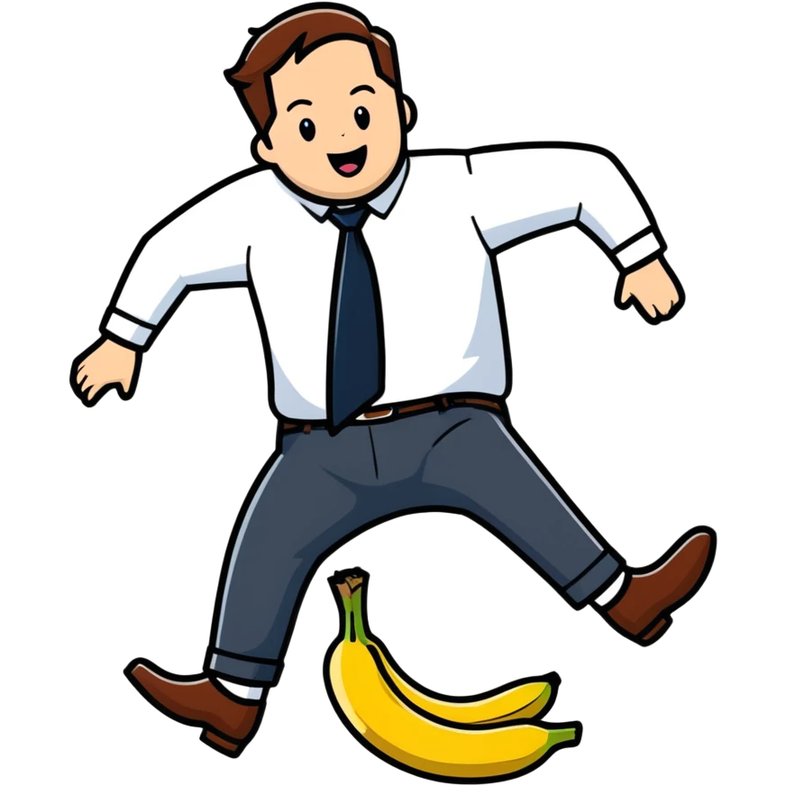 JD Vance stepping on a banana peel and falling backwards emoji
