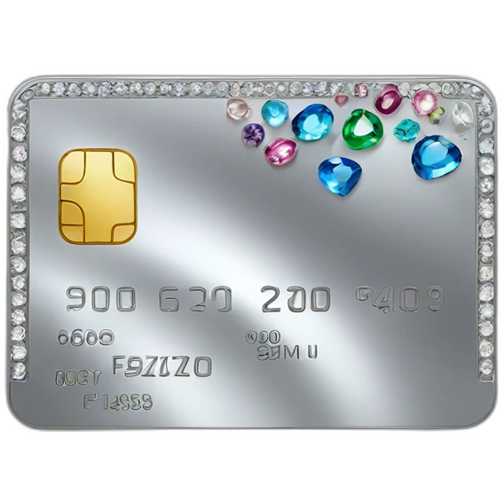 Silver credit card with gems emoji