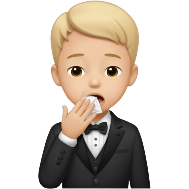 a child covering their mouth while sneezing, etiquette theme emoji