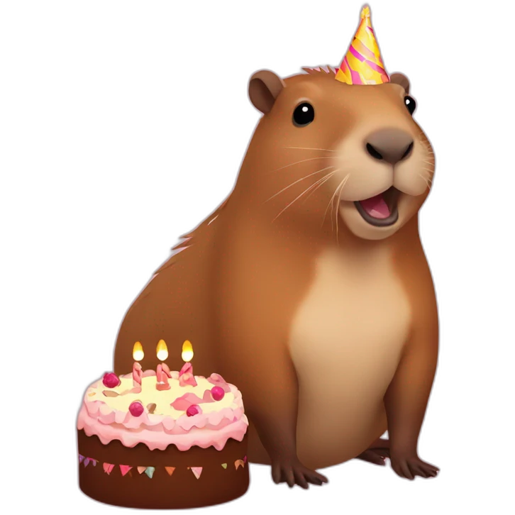 Capybara with a birthday cake emoji
