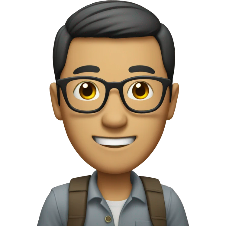 an asian men with glasses and a big thumb up emoji