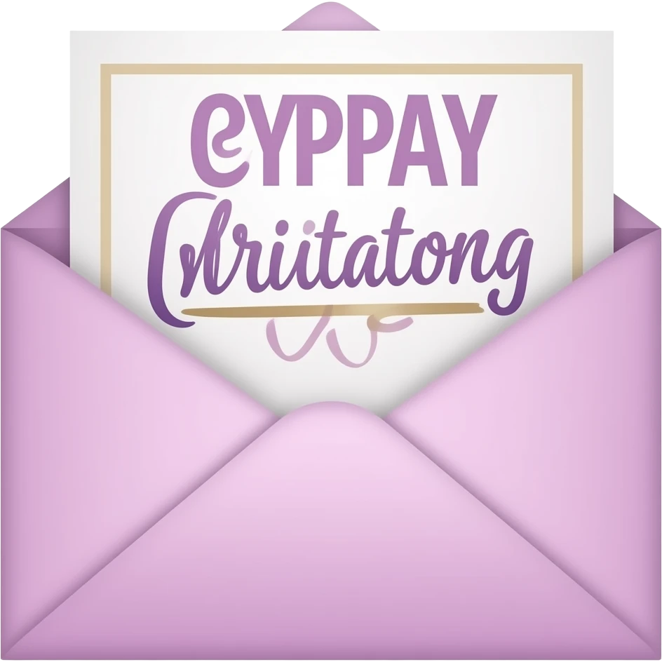 pink purple birthday invitation letter soft paster colour emoji