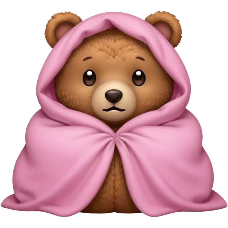 Scared teddy bear hiding under light pink covers emoji