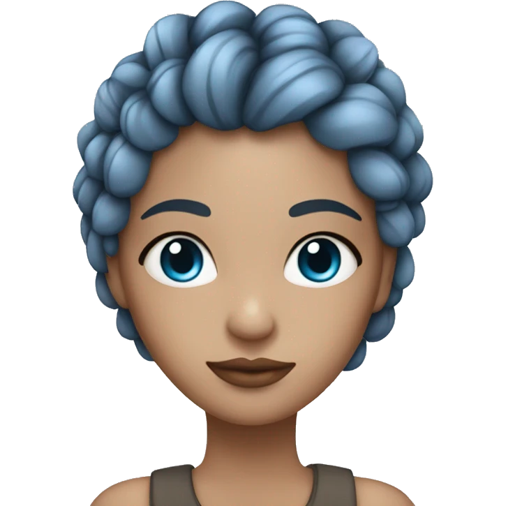 chica de ojos azules con trenzas color gris emoji