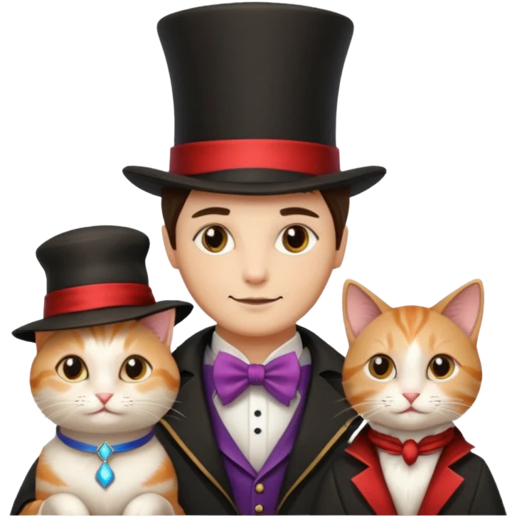 magician couple and their pet cat emoji