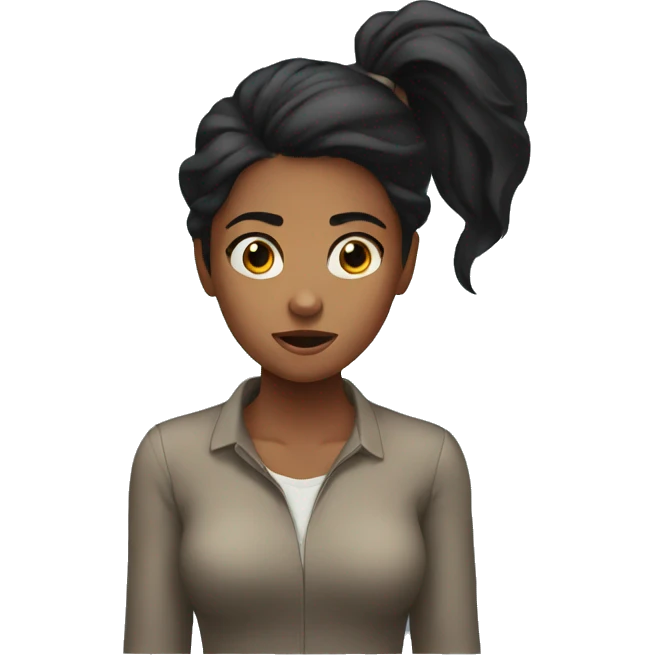 young black hair woman scared emoji