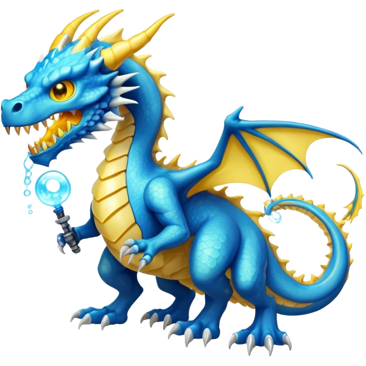 a electric bone dragon with bue teeth, yellow eyes, electricity breathing bubbles (full body) emoji