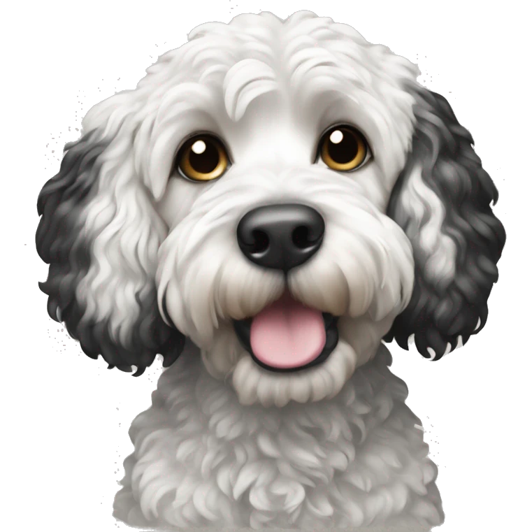 tall black and white doodle cockapoo  emoji